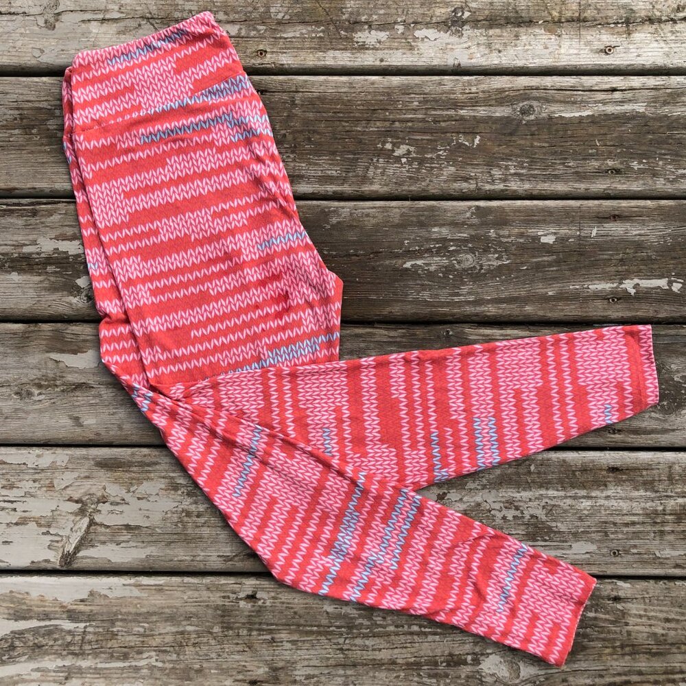 EUC - Knitters Leggings - Pink Stockinette Print Soft LuLaRoe Knitting Knit OS